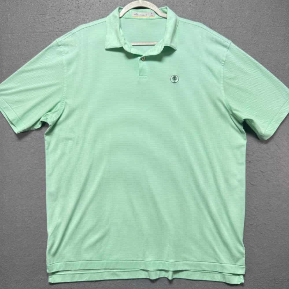 Peter Millar Mens XL Featherweight Striped Golf Polo Shirt Green Casual‎